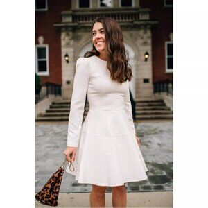 Gal Meets Glam Celeste Cream Long Sleeves Fit & Flare Dress Size 10